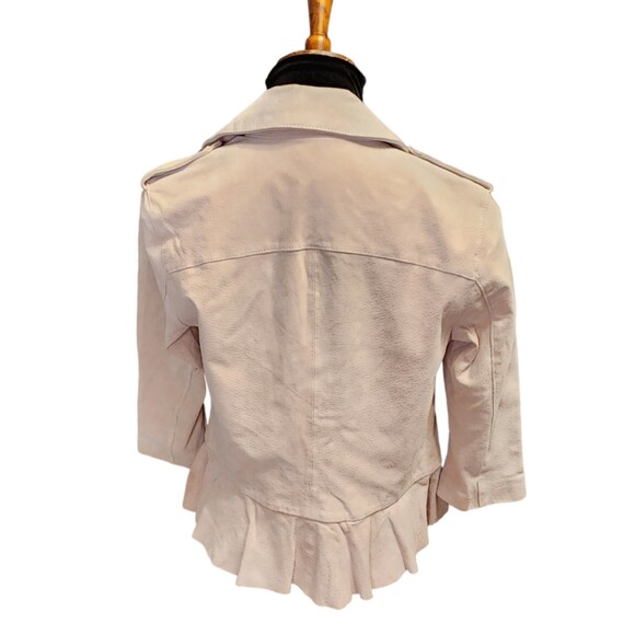 Pamela McCoy Women’s Pink Suede Leather Biker Jacket XS – Ruffle Hem Designer - Picture 5 of 16